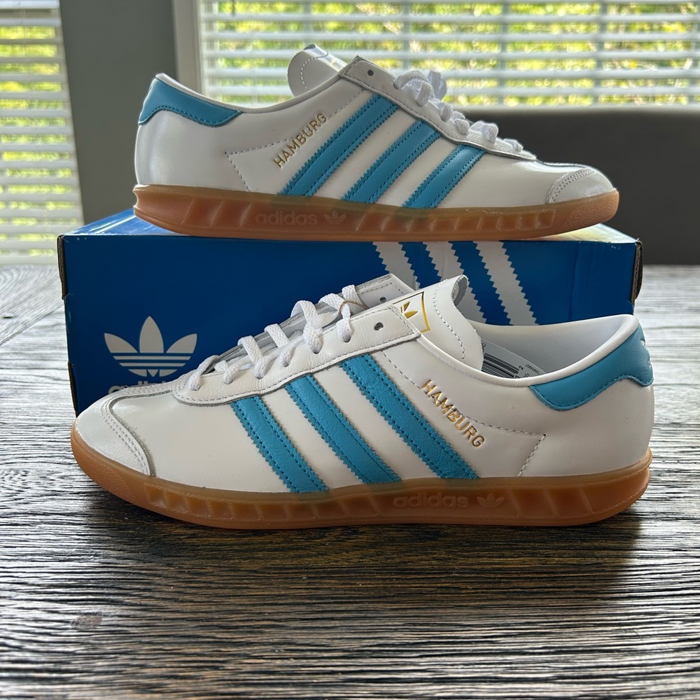 Adidas Women’s Size 8.5 Shoes Hamburg White Blue Sky Rush